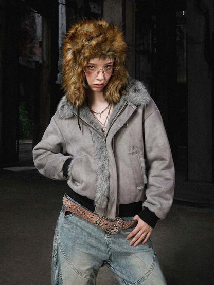 Faux-Fur Collar Padded Jacket