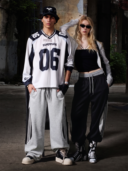 Layered Double-Waistband Wide-Leg Sweatpants