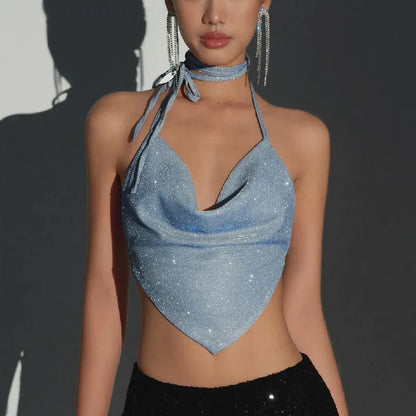 Glitter Backless Crop Top
