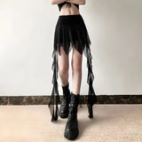 Gothic Asymmetrical Mesh Mini Skirt