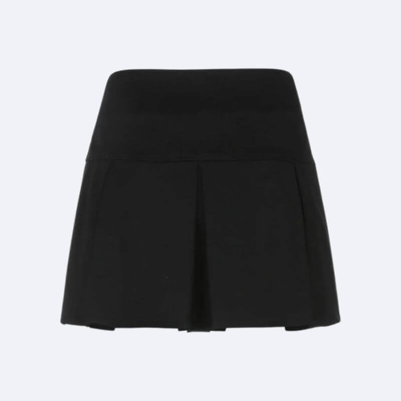 Goth Buckle Pleated Mini Skirt