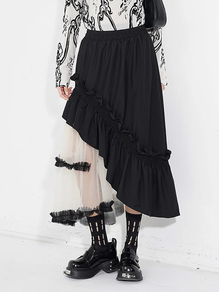 Premium Gothic Layered Midi Skirt for Stylish Outfits