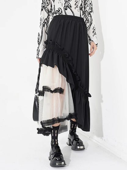 Premium Gothic Layered Midi Skirt for Stylish Outfits