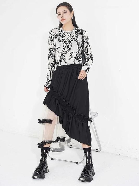 Premium Gothic Layered Midi Skirt for Stylish Outfits