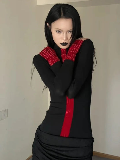 Goth Red Detail Top