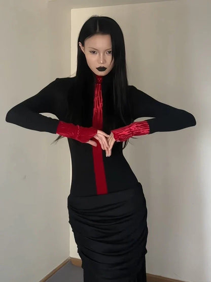 Goth Red Detail Top