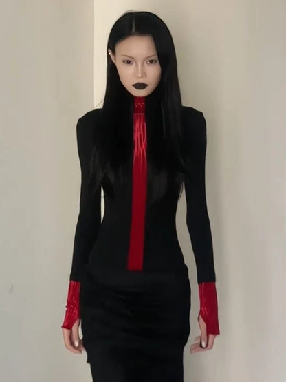 Goth Red Detail Top