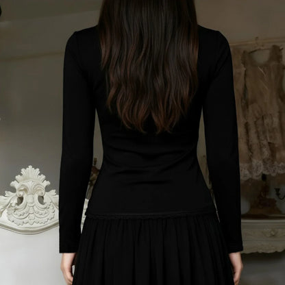 Goth Red Lace Panel Top