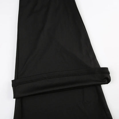Goth Ruched Flower Flare Pants