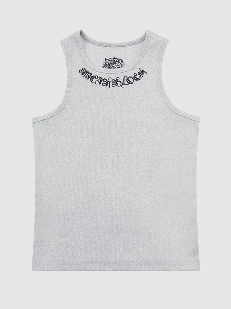 Graphic Print Ribbed Tank