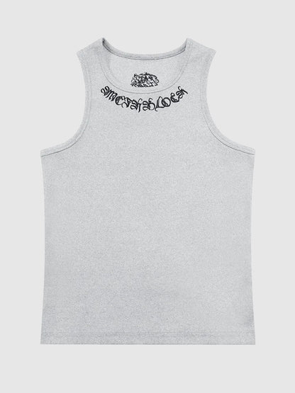 Graphic Print Ribbed Tank