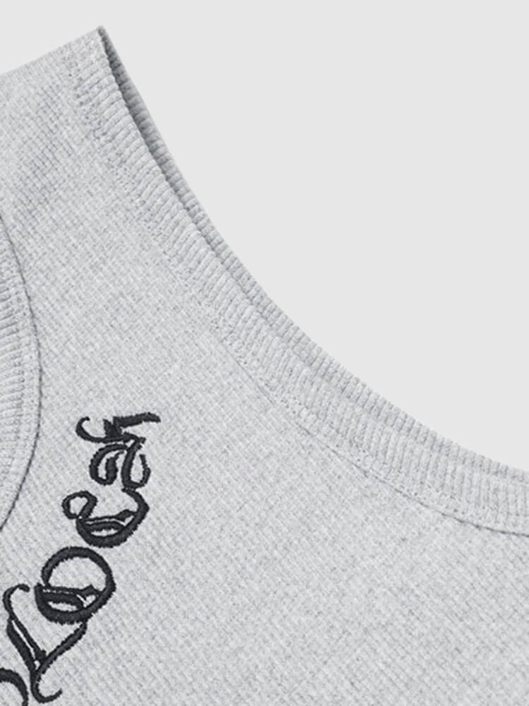 Graphic Print Ribbed Tank