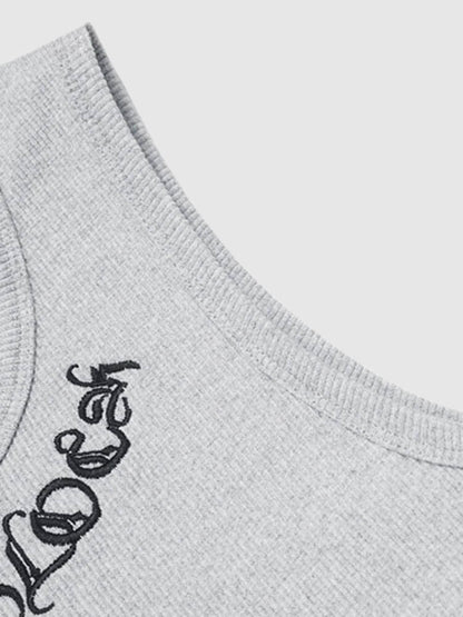 Graphic Print Ribbed Tank