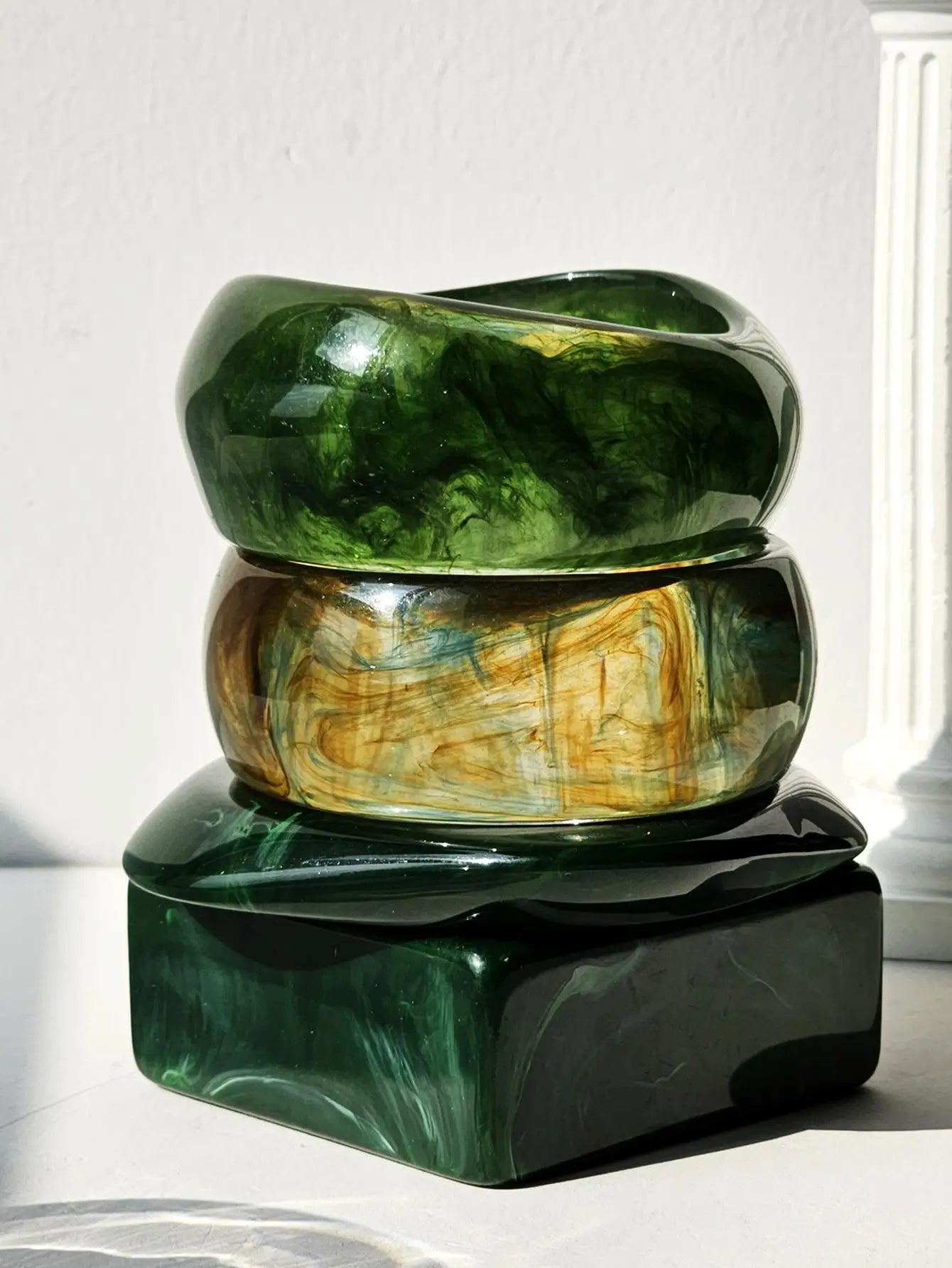Green Chunky Resin Bracelet