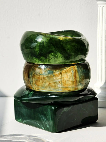 Green Chunky Resin Bracelet