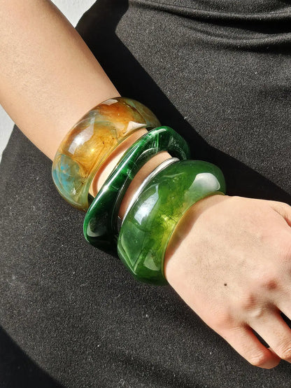 Green Chunky Resin Bracelet