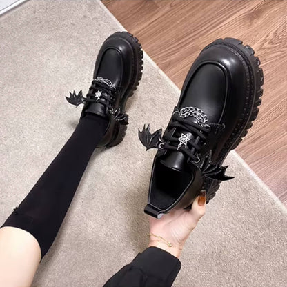 Grunge Bat Wings Platform Oxford Shoes