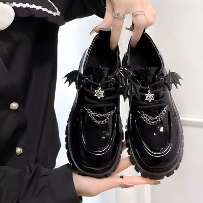 Grunge Bat Wings Platform Oxford Shoes