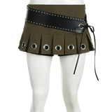 Trendy Grunge Belted Mini Skirt for Chic Casual Style