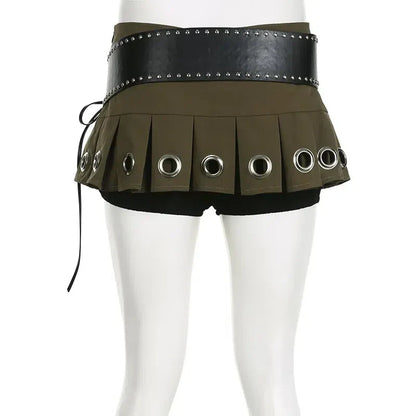 Grunge Belted Mini Skirt