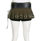 Trendy Grunge Belted Mini Skirt for Chic Casual Style