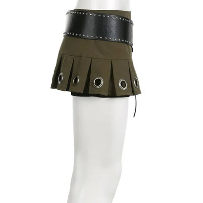 Grunge Belted Mini Skirt