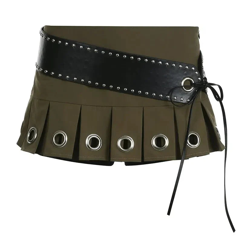 Grunge Belted Mini Skirt