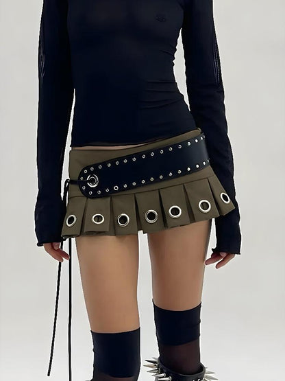 Grunge Belted Mini Skirt