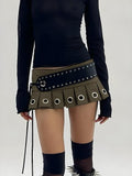 Grunge Belted Mini Skirt
