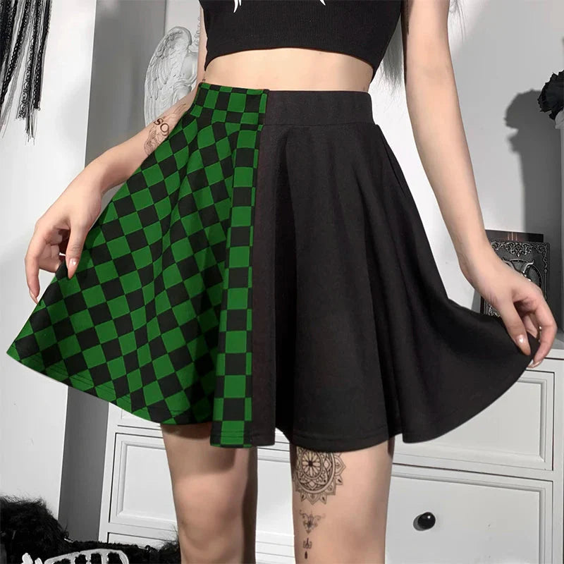 Grunge Check A-Line Mini Skirt