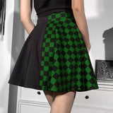 Grunge Check A-Line Mini Skirt