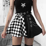 Grunge Check A-Line Mini Skirt