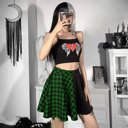 Grunge Check A-Line Mini Skirt