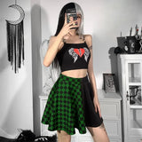 Grunge Check A-Line Mini Skirt