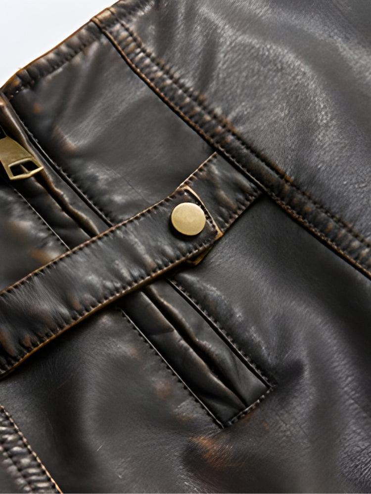 Grunge Faux Leather Mini Skort with Slit