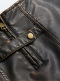 Grunge Faux Leather Mini Skort with Slit