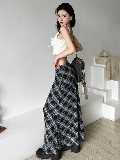 Grunge Plaid Maxi Skirt