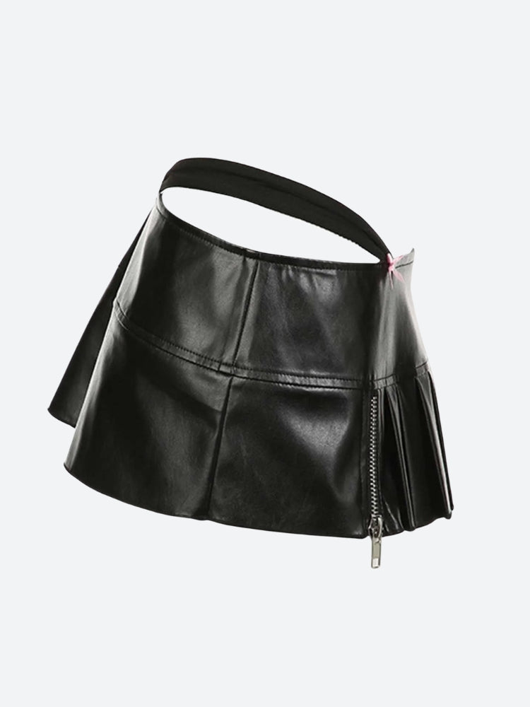 Grunge Pleated Zipper Micro Mini Skirt