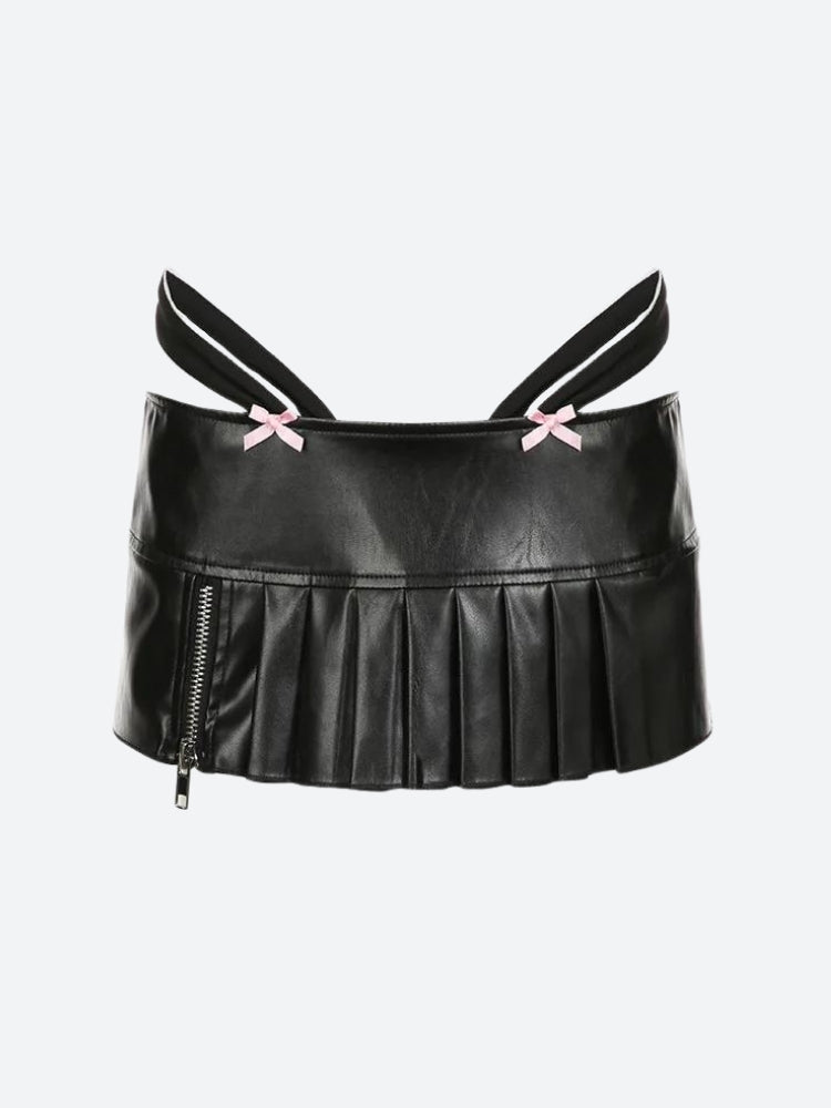 Grunge Pleated Zipper Micro Mini Skirt