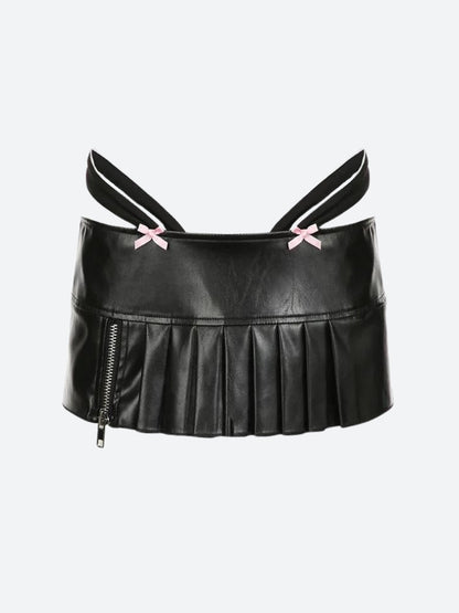 Grunge Pleated Zipper Micro Mini Skirt