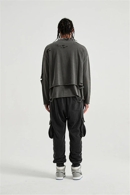 Grunge Ripped Layered Sweatshirt