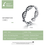 DNA 925 Sterling Silver Open Adjustable Finger Ring