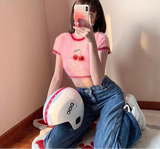 Pink Cherry Crop Sweater