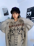 Gothic Letter Bat Skeleton Print Sweater