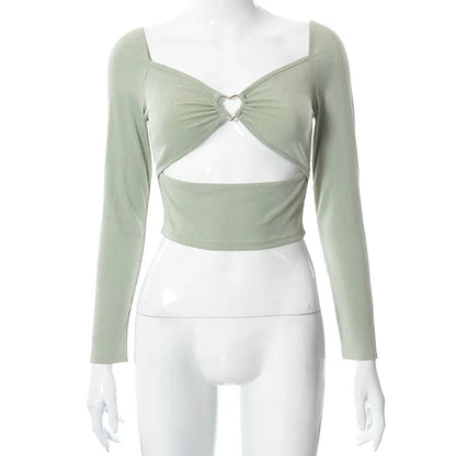 Drop Shoulder Heart Crop Top