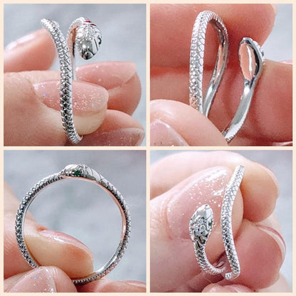 Snake 925 Sterling Silver Platinum Plated Ring
