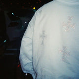 Y2K Cross Print Zip Up Hoodie