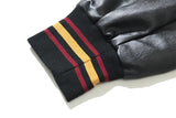 Dark Embroidery Leather Varsity Jacket