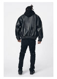 Streetwear Oversized Black Pu Leather Jacket