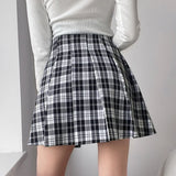 Plaid Heart Buckle Chain Irregular Skirt